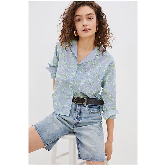 Anthro.maeve The Clarissa High-Low Buttondown Top - Picture 1 of 11